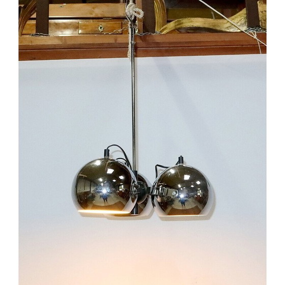Image 1 of Vintage Eyeball pendant lamp in chrome metal with 3 reflectors, 1960