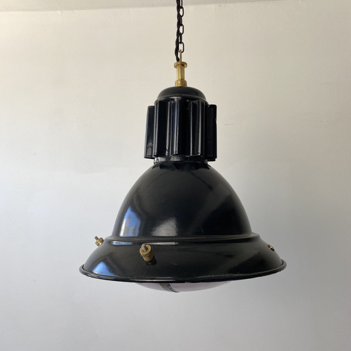 Antique Enameled Industrial Hanging Lamp 30 Cm