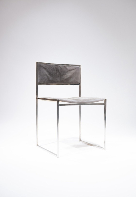 Image 1 of Set di 4 sedie modello "Sq" di Willy Rizzo, Cidue Edition, Italia, circa 1970.