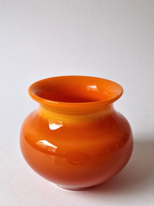 Kosta Boda - Orange Vase By Erik Höglund - Signed