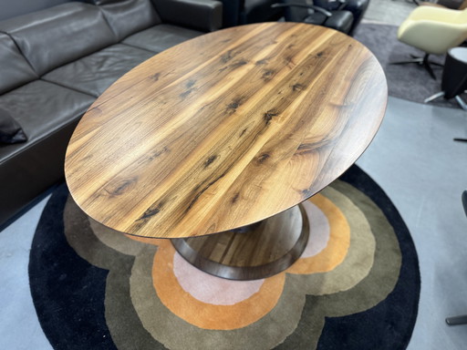 Oval Dining Room Table Walnut Wood 200x100cm