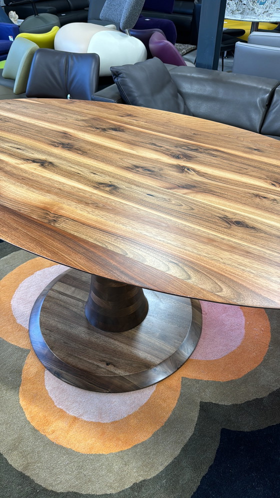 Image 1 of Oval Dining Room Table Walnut Wood 200x100cm