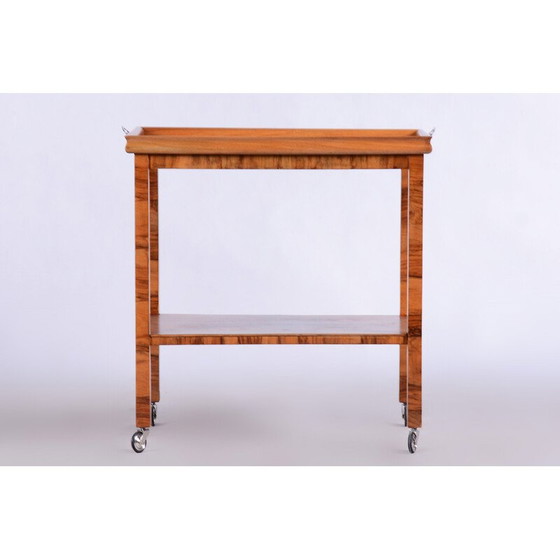 Image 1 of Art Deco vintage walnut trolley, Czechia 1930s
