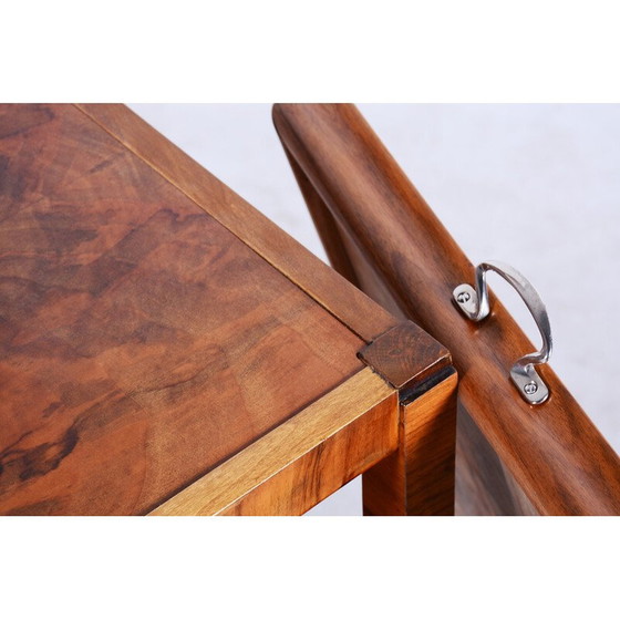 Image 1 of Art Deco vintage walnut trolley, Czechia 1930s