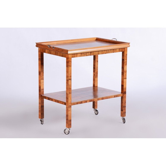 Image 1 of Art Deco vintage walnut trolley, Czechia 1930s