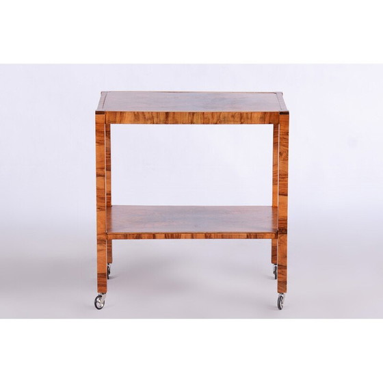 Image 1 of Art Deco vintage walnut trolley, Czechia 1930s