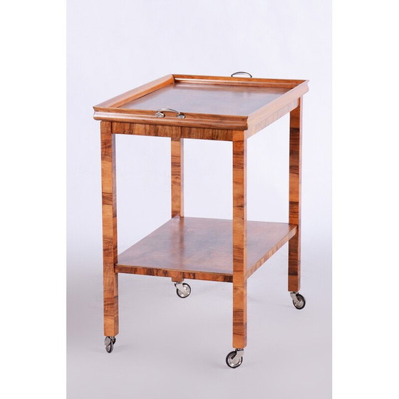 Image 1 of Art Deco vintage walnut trolley, Czechia 1930s