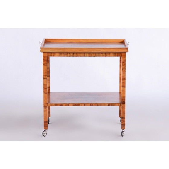 Image 1 of Art Deco vintage walnut trolley, Czechia 1930s
