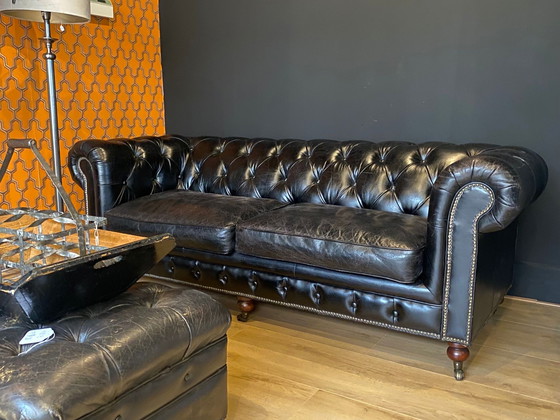 Image 1 of Chesterfield 3 Seater Sofa Grained Leather