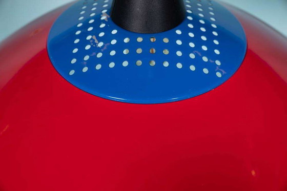 Image 1 of Lampe suspendue de style Memphis 1980, rouge-bleu-noir pour enfants