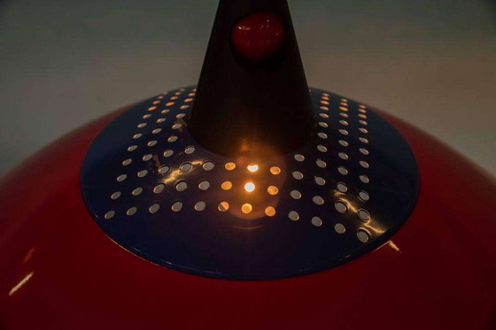 Image 1 of Lampe suspendue de style Memphis 1980, rouge-bleu-noir pour enfants