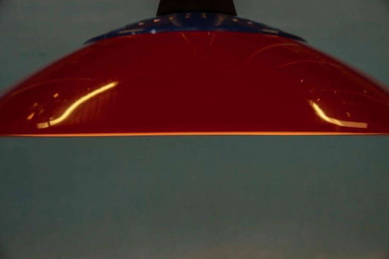 Image 1 of Lampe suspendue de style Memphis 1980, rouge-bleu-noir pour enfants