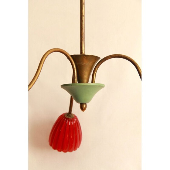 Image 1 of Vintage TreFiori chandelier with flowers from Murano, Italy 1950