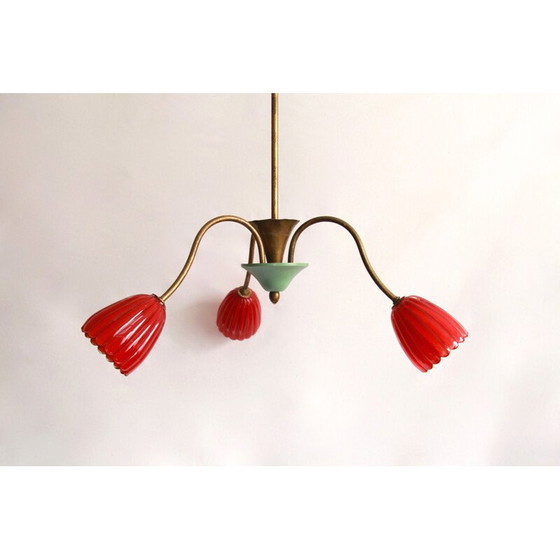 Image 1 of Vintage TreFiori chandelier with flowers from Murano, Italy 1950