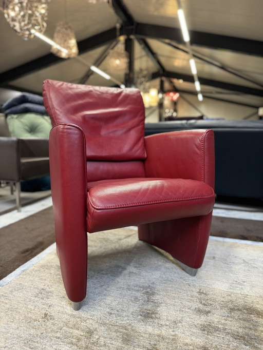 Fauteuil Jori Corbo rouge cuir Cherry