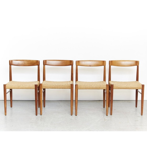 Set di 4 sedie da pranzo vintage in teak massello e corda di carta di Harry W.Klein per Bramin, Danimarca (photo 6 of 12)