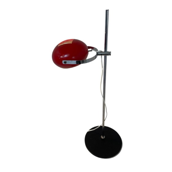 Image 1 of Herda - Space age table lamp - Red shade, black base and chromed upright (rare model)