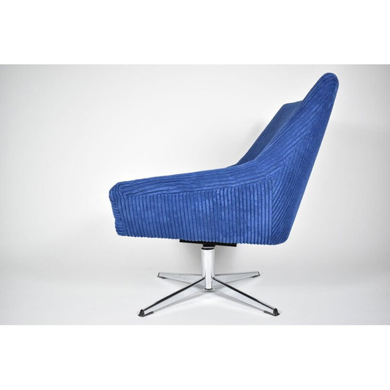 Image 1 of Sillón vintage azul DDR de cuerda de concha, República Democrática Alemana, años 60