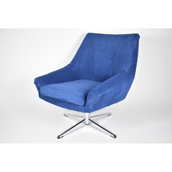 Image 1 of Sillón vintage azul DDR de cuerda de concha, República Democrática Alemana, años 60