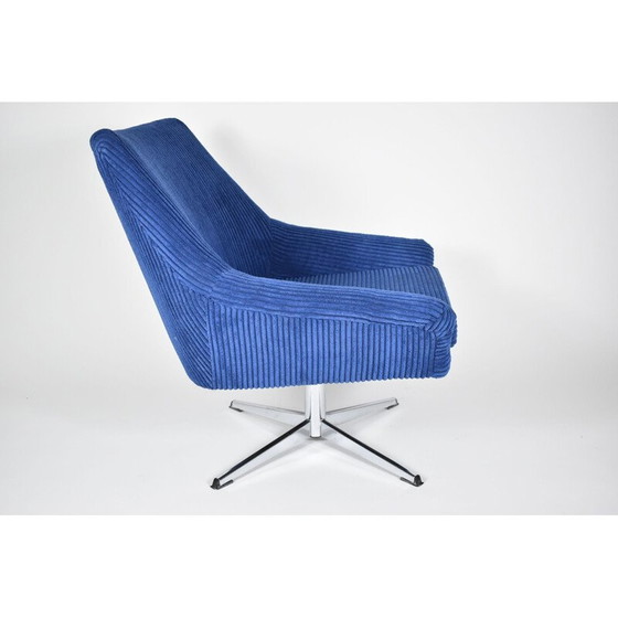 Image 1 of Sillón vintage azul DDR de cuerda de concha, República Democrática Alemana, años 60