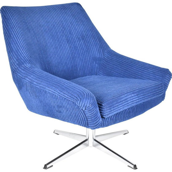 Image 1 of Sillón vintage azul DDR de cuerda de concha, República Democrática Alemana, años 60