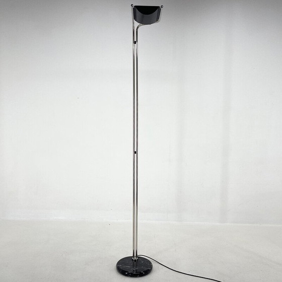 Image 1 of Vintage chrome and marble floor lamp by Bruno Gecchelin for Guzzini, Italy 1970s