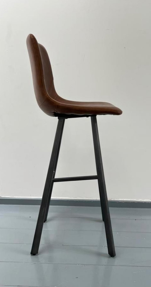 Industrial Barstool Logan Cognac Leather