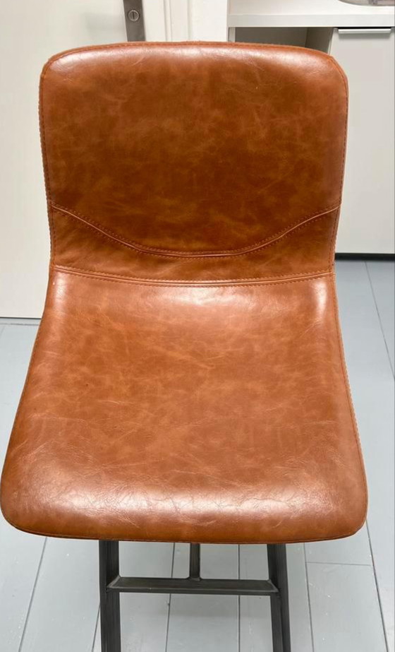 Image 1 of Industrial Barstool Logan Cognac Leather