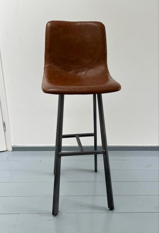 Industrial Barstool Logan Cognac Leather