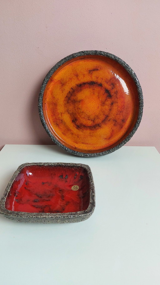 2X Fat Lava Bowl By Jan Van Erp Years 60s.