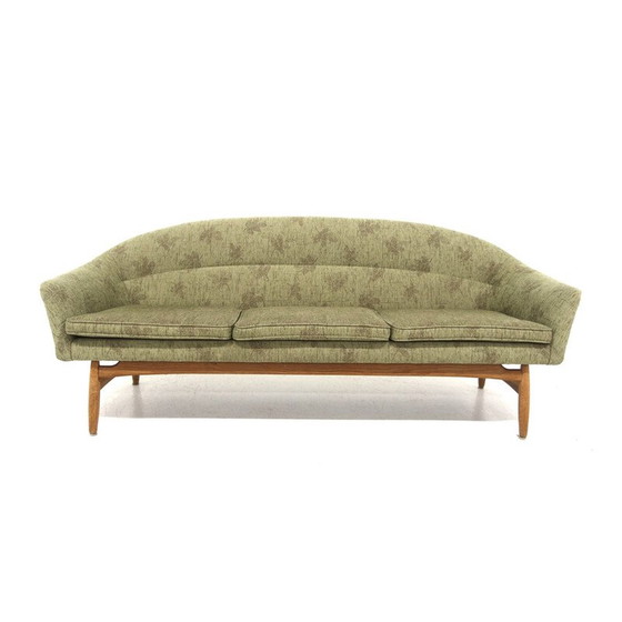 Image 1 of Vintage 3-seater sofa in oak and fabric, Sweden 1950