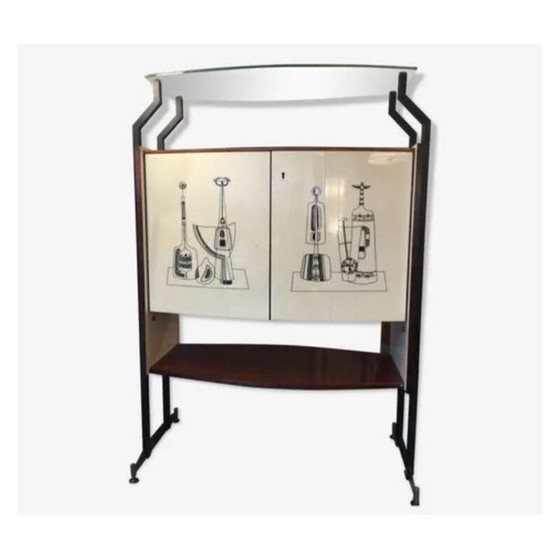 Image 1 of Vintage steel and Italian brass work bar 1960