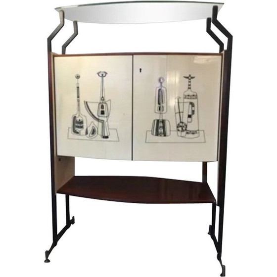 Image 1 of Vintage steel and Italian brass work bar 1960