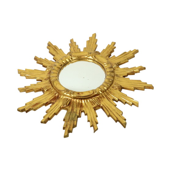 Image 1 of Large Wooden Sun Mirror