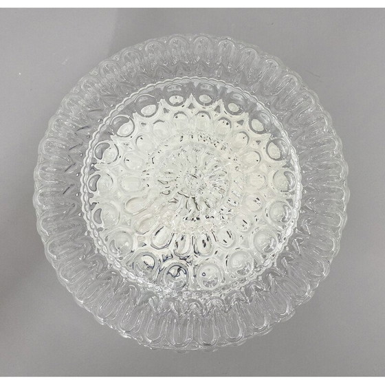 Image 1 of Mid-century round clear glass and metal ceiling lamp, 1970s