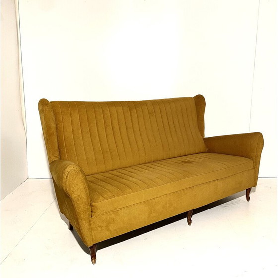 Image 1 of Vintage Velver and wood living room set, Italy 1950s