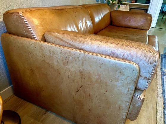 Image 1 of Divano letto in pelle color cognac