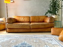 Cognac Leather Sleeper Couch