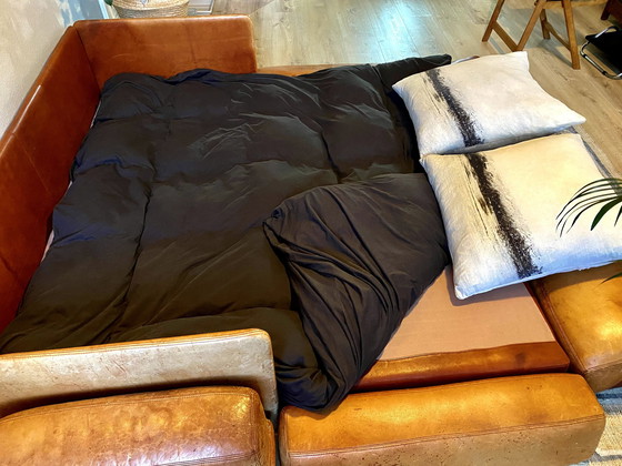 Image 1 of Divano letto in pelle color cognac