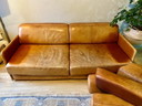 Cognac Leather Sleeper Couch