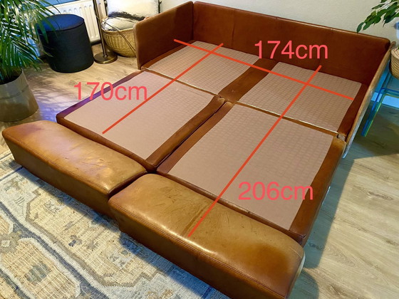 Image 1 of Divano letto in pelle color cognac