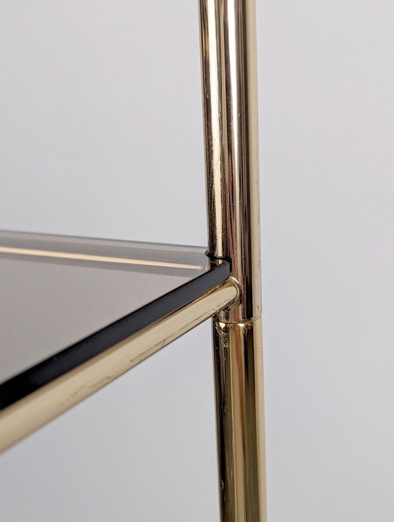 Image 1 of Mid-Century Designer Tension Pole Shelving In Brass, 1960S