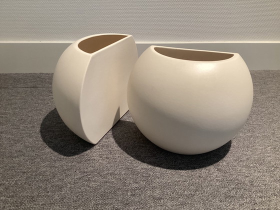 Image 1 of 2x Faïencerie de Charolles half vases