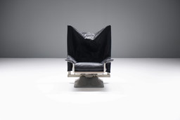 Chaise longue vintage italienne AEO en cuir noir par Paolo Deganello - Cassina