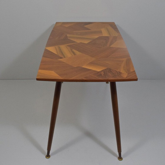 Image 1 of Vintage patchwork table, wood mosaic 1950s