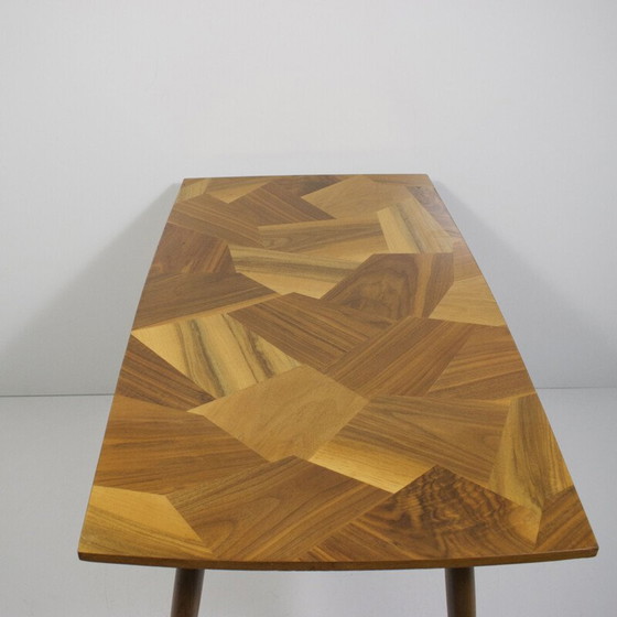 Image 1 of Vintage patchwork table, wood mosaic 1950s