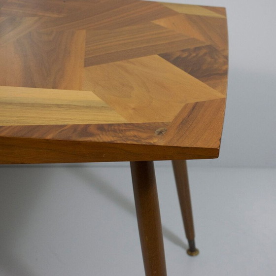 Image 1 of Vintage patchwork table, wood mosaic 1950s