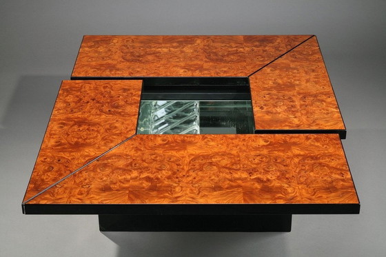 Image 1 of Bar coffee table in genuine elm burl and black lacquer