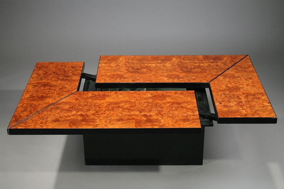 Image 1 of Bar coffee table in genuine elm burl and black lacquer