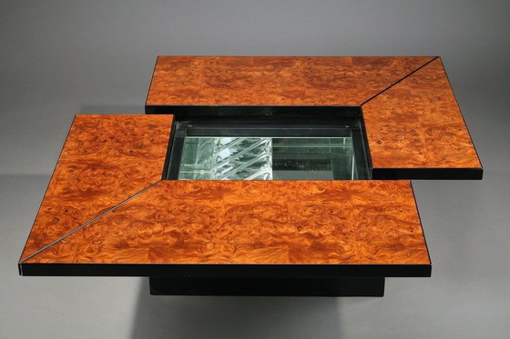 Image 1 of Bar coffee table in genuine elm burl and black lacquer